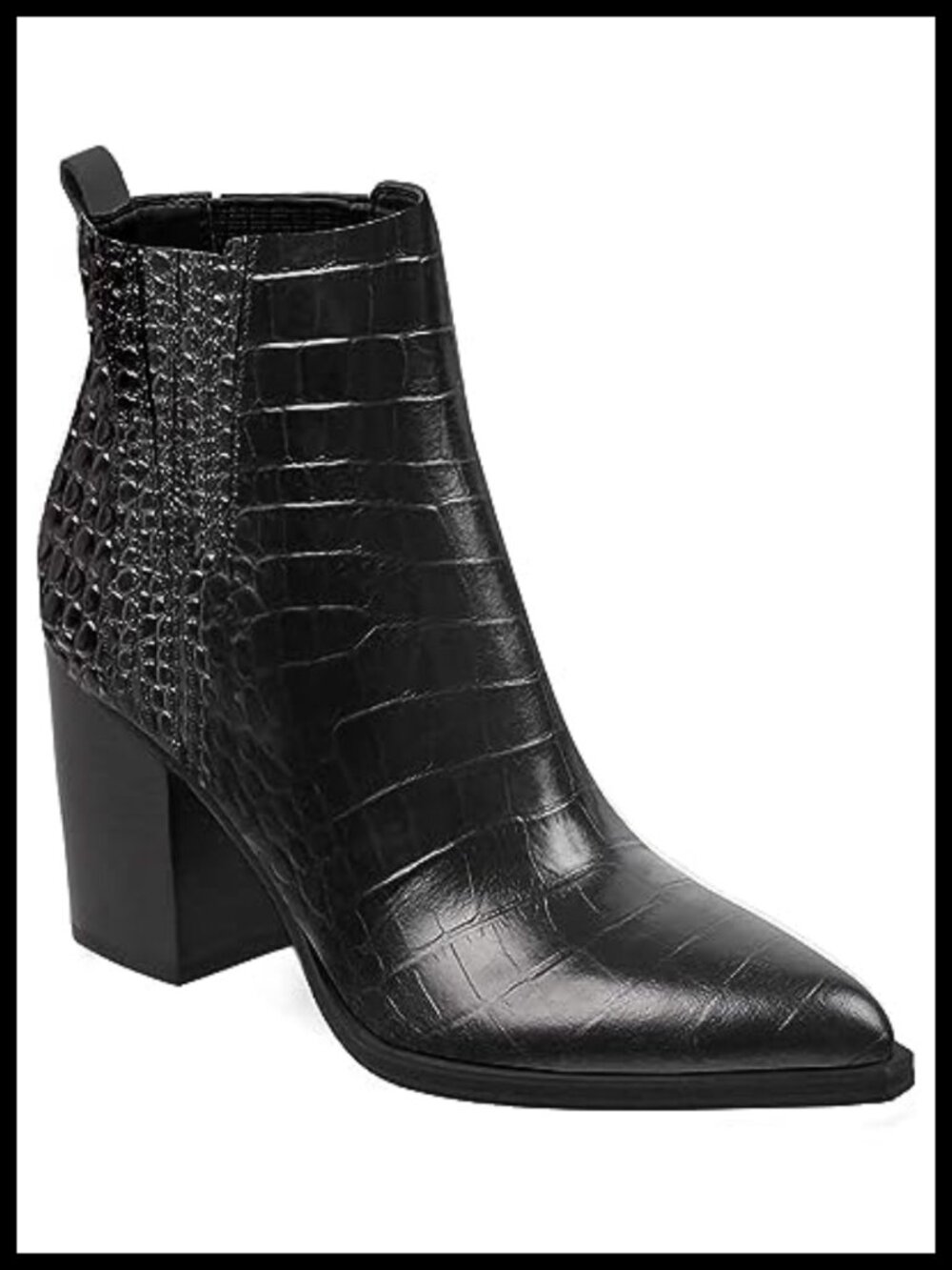 Suede Ankle Boots Pointed Toe Chunky Stacked Mid Heel Faux Fur Lined Booties
